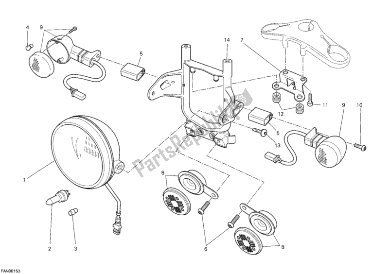 Todas as partes de Farol do Ducati Sportclassic Sport 1000 USA 2008